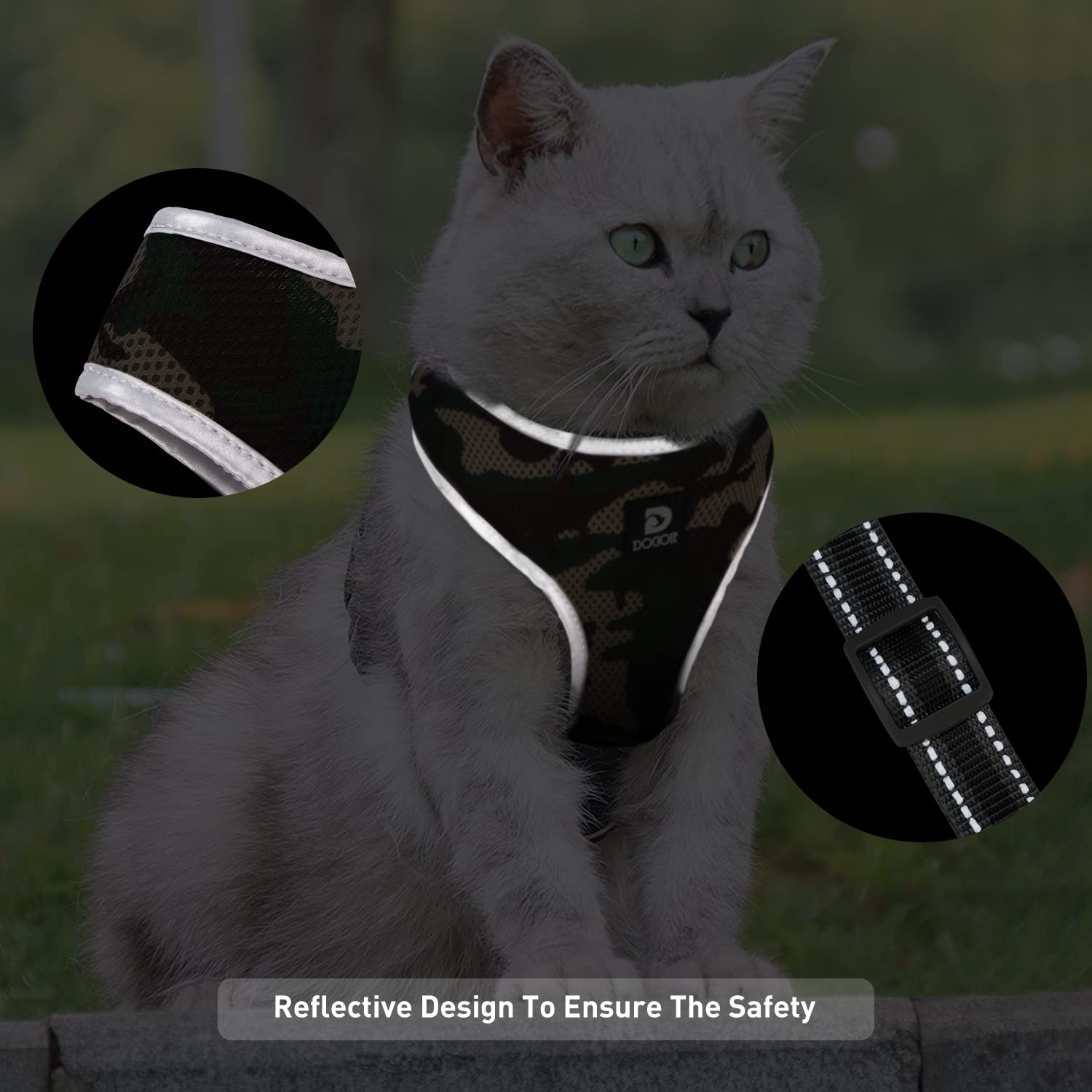 Puppy Harness And Leash Set - Dog Vest Harness For Small Dogs Medium Dogs- Adjustable Reflective Step In Harness For Dogs - Soft Mesh Comfort Fit No Pull No Choke (L, Camouflage Green)