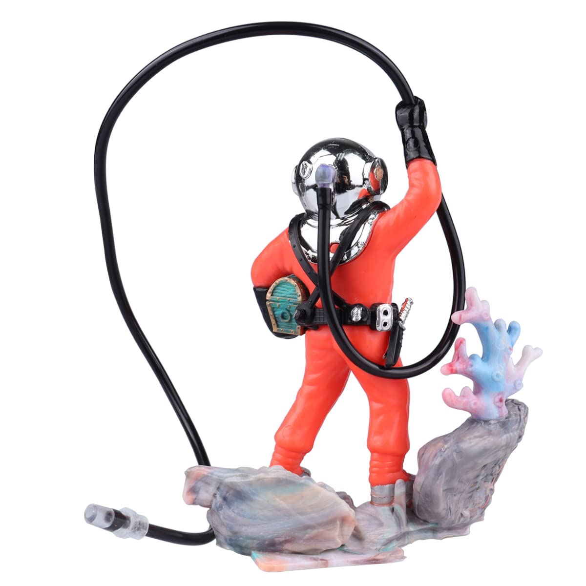 Wolfride Fish Tank Bubbler Decorations Aquarium Diver Ornament Scuba Diving Fish Tank Ornament，Red