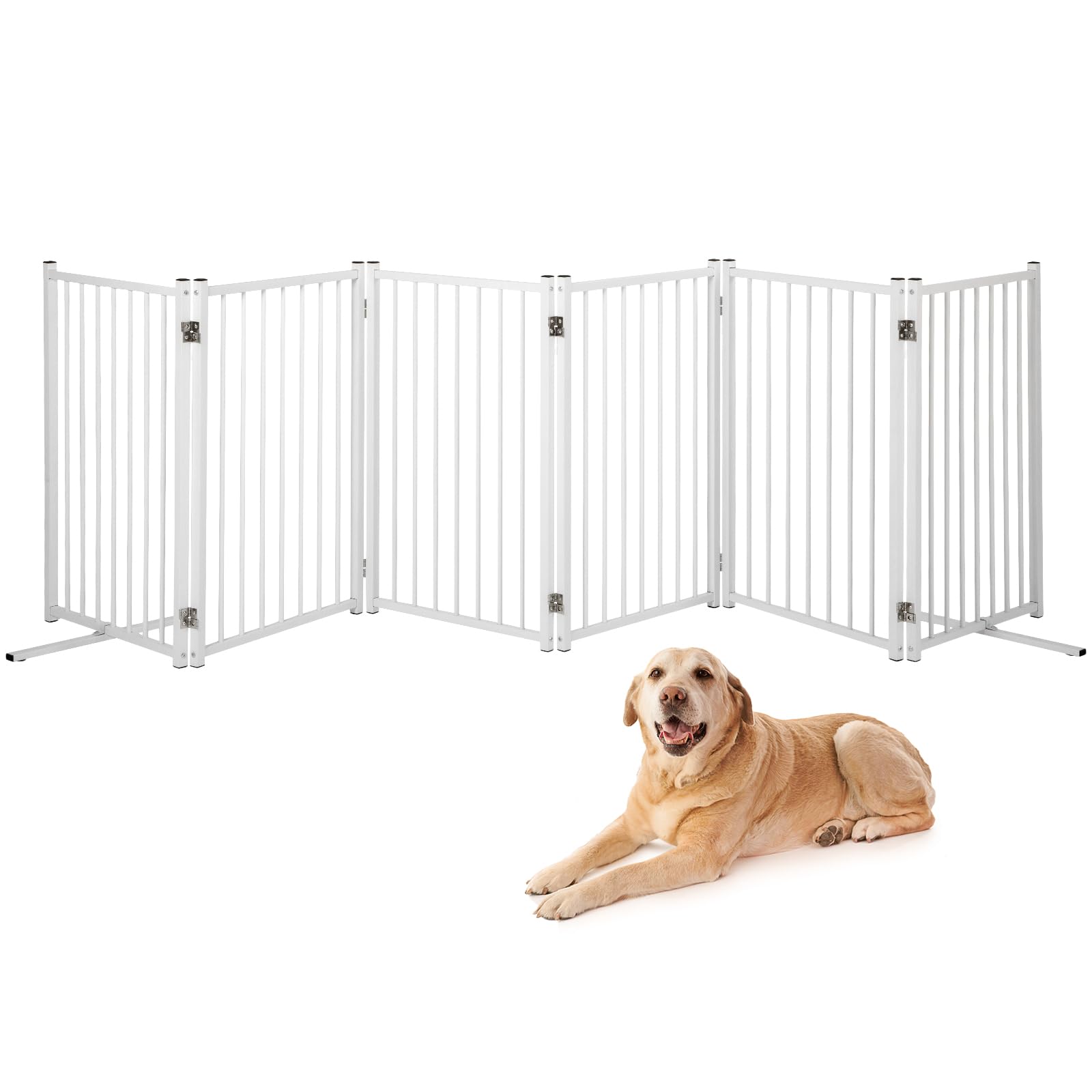 Tedeum Metal Freestanding Dog Gates,Indoor&Outdoor Pet Fences For Puppy Dogs,Extra Wide Freestanding Dog Gate For Doorways,House