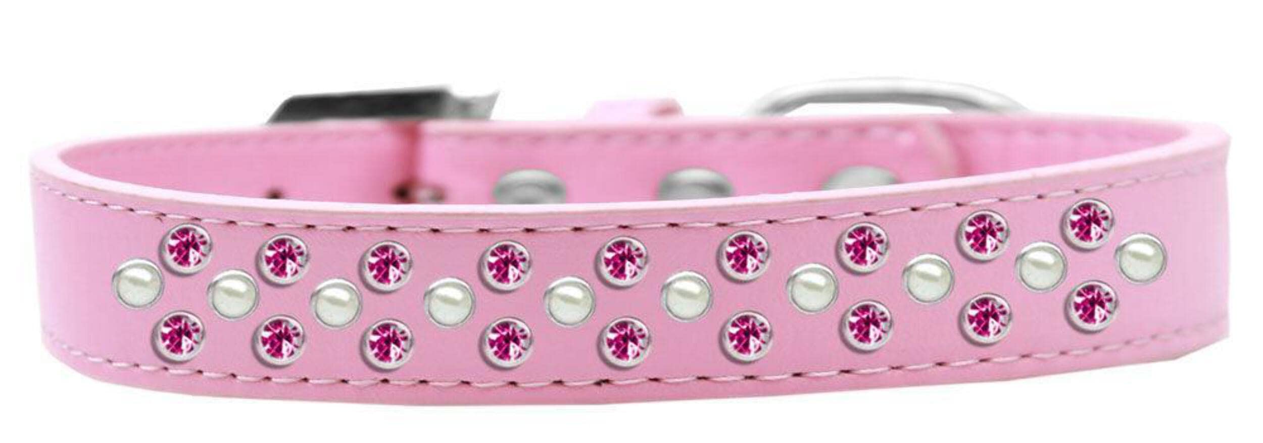 Dog, Puppy & Pet Fashion Collar, Pearl and Bright Pink Crystal Rimsets Sprinkles Bright Pink 14