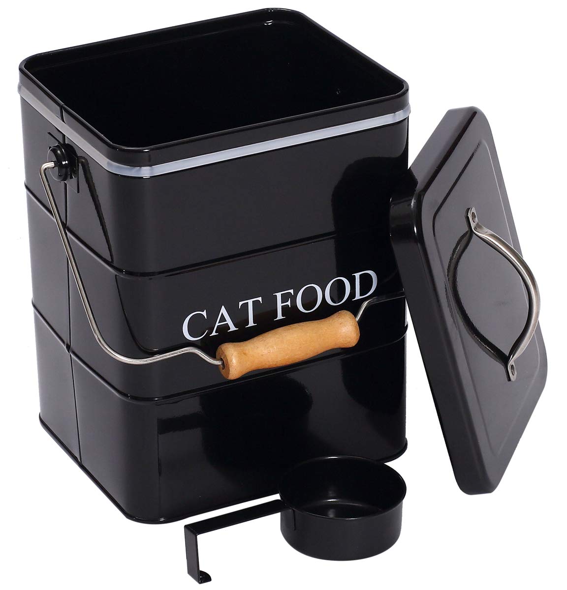 Geyecete Cat Treats tin and cat Food Storage Tin with Lid & with Spoon for cat Food Storage, Medium Pet Food Storage Can-Cat Foo