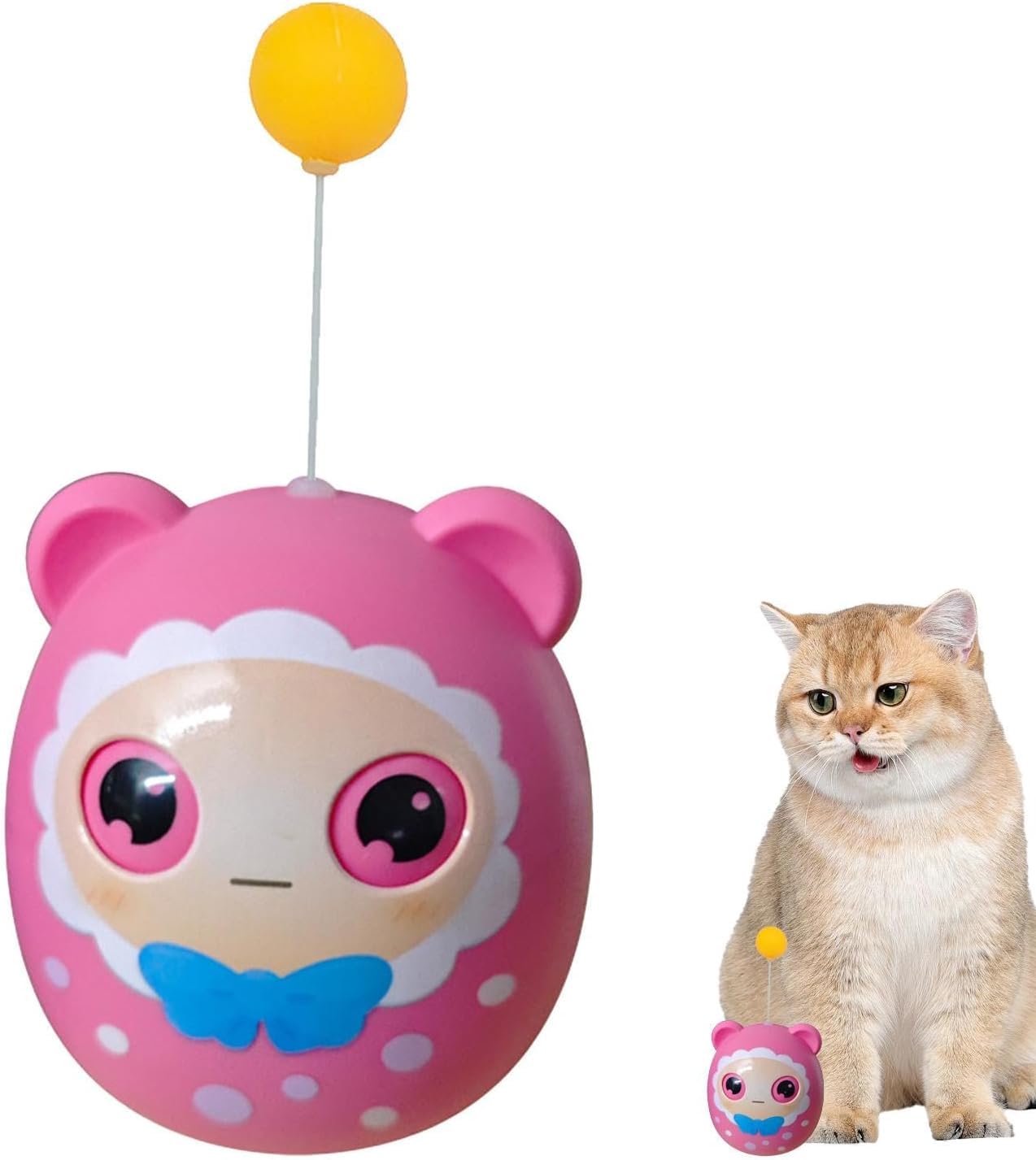 Emily Pets Interactive Wobble Cat Toy With Bouncing Ball And Feather  Cute Animal Design For Indoor Play And Exercise, Pet Ente