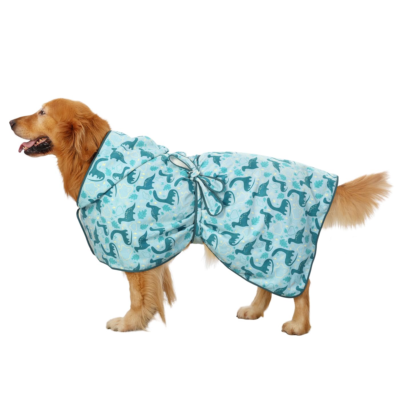 Hde Dog Bathrobe Super Absorbent Quick Drying Towel With Hood For All Dog Breeds Sizes S-Xxl - Dinosaurs - Xxl