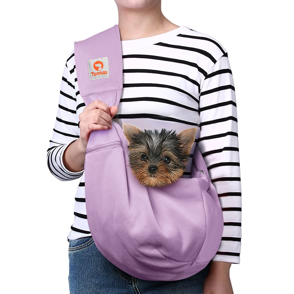 Tomkas Dog Sling Carrier For Small Dogs Puppy (Light Purple, Adjustable Strap & Zipper Pocket)