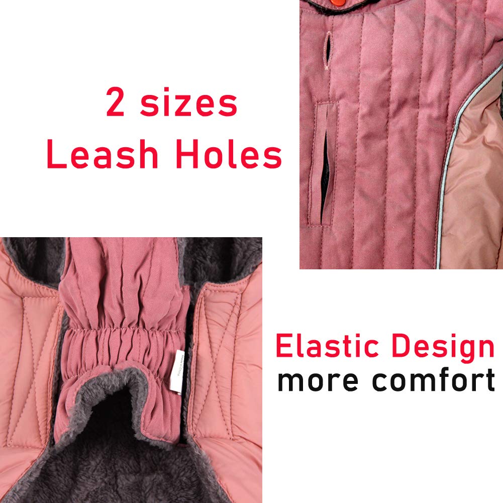 Joydaog Fleece Dog Hoodie For Small Dogs Super Warm Puppy Jacket For Cold Winter Dog Coats,Pink S