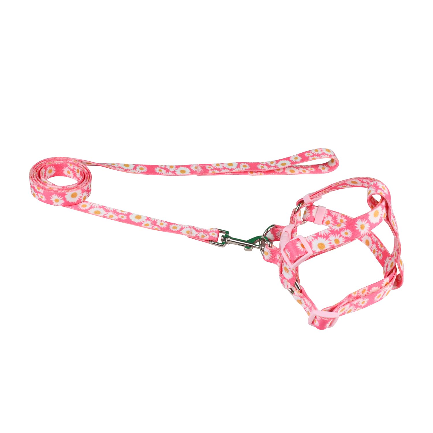 Olahibi Harness And Leash Set, Floral Pattern, 5Ft Matching Leash, No Pull, Easy Wear For Small Puppy Dogs.(Xs, Pink Daisy)