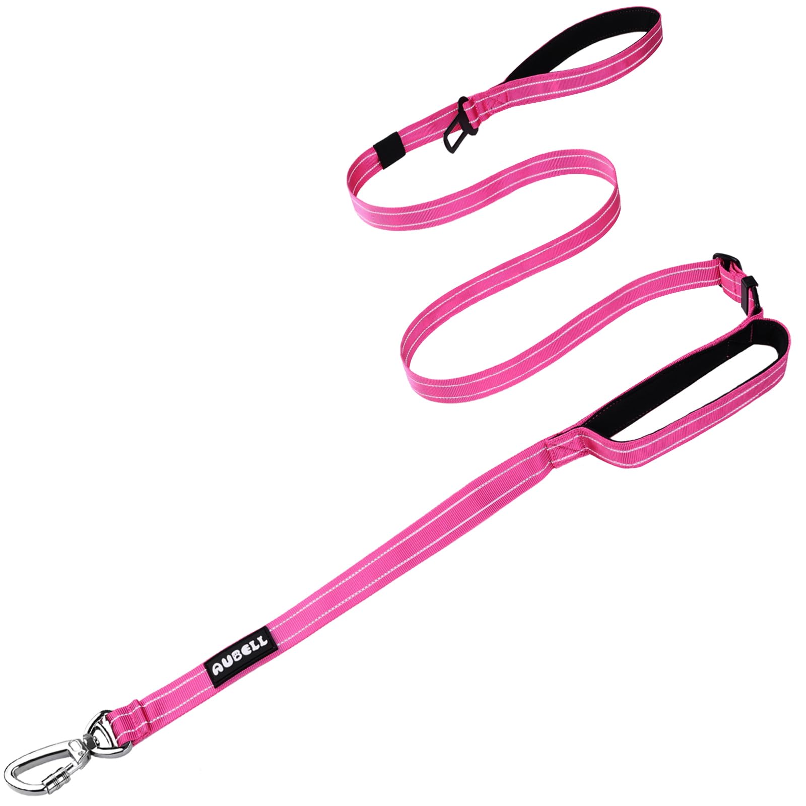 Aubell Double Handle Tactical Dog Leash Heavy Duty For Small And Medium Large Dogs,Reflective Adjustable Nylon Leash That Pull W