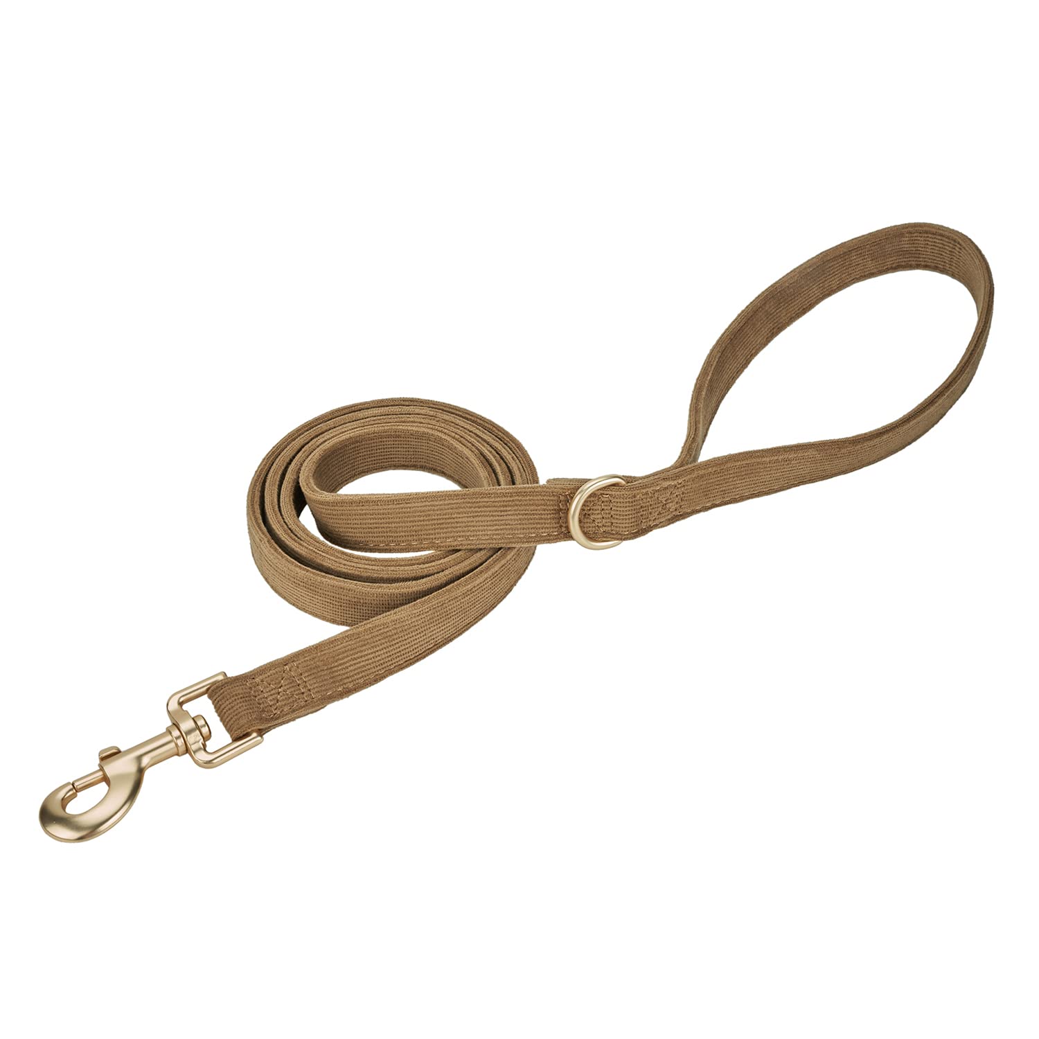 Petiry Soft Corduroy Fibric Dog Leash, 5 Feet Length Lead With Heavy Duty Rotating Hook, For Small Medium Dogs.(S,Brown)