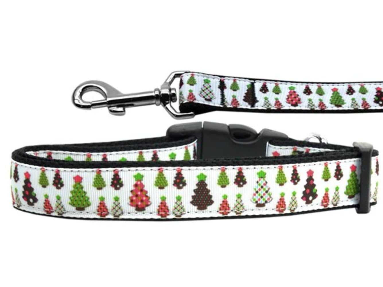 Christmas Pet Dog & Cat Nylon Collar or Leash, &quot;Designer Christmas Trees&quot; XS Collar