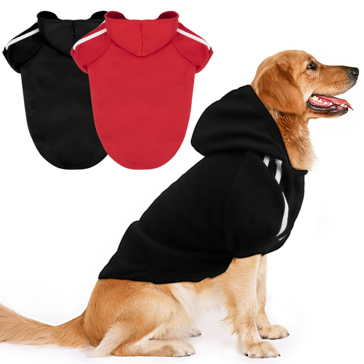 Rypet 2 Packs Basic Dog Hoodie Pet Clothes Sweater With Hat, Casual Sports Hoodie Sweatshirt For Medium Large Dogs