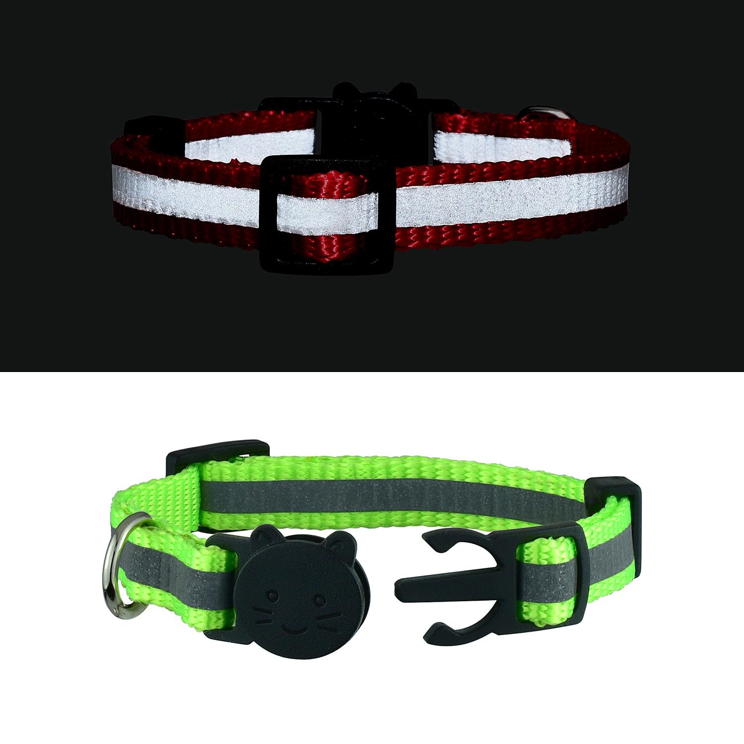 Reflective Cat Collar With Bell, Set Of 6, Solid & Safe Collars For Cats, Nylon, Mixed Colors, Pet Collar, Breakaway Cat Collar, Free Replacement (Mixed)