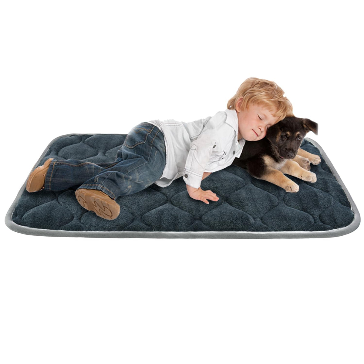 Furrybaby Dog Bed Mat Soft Crate Mat With Anti-Slip Bottom Machine Washable Pet Mattress For Dog Sleeping (Xl 48X30'', Grey Mat)
