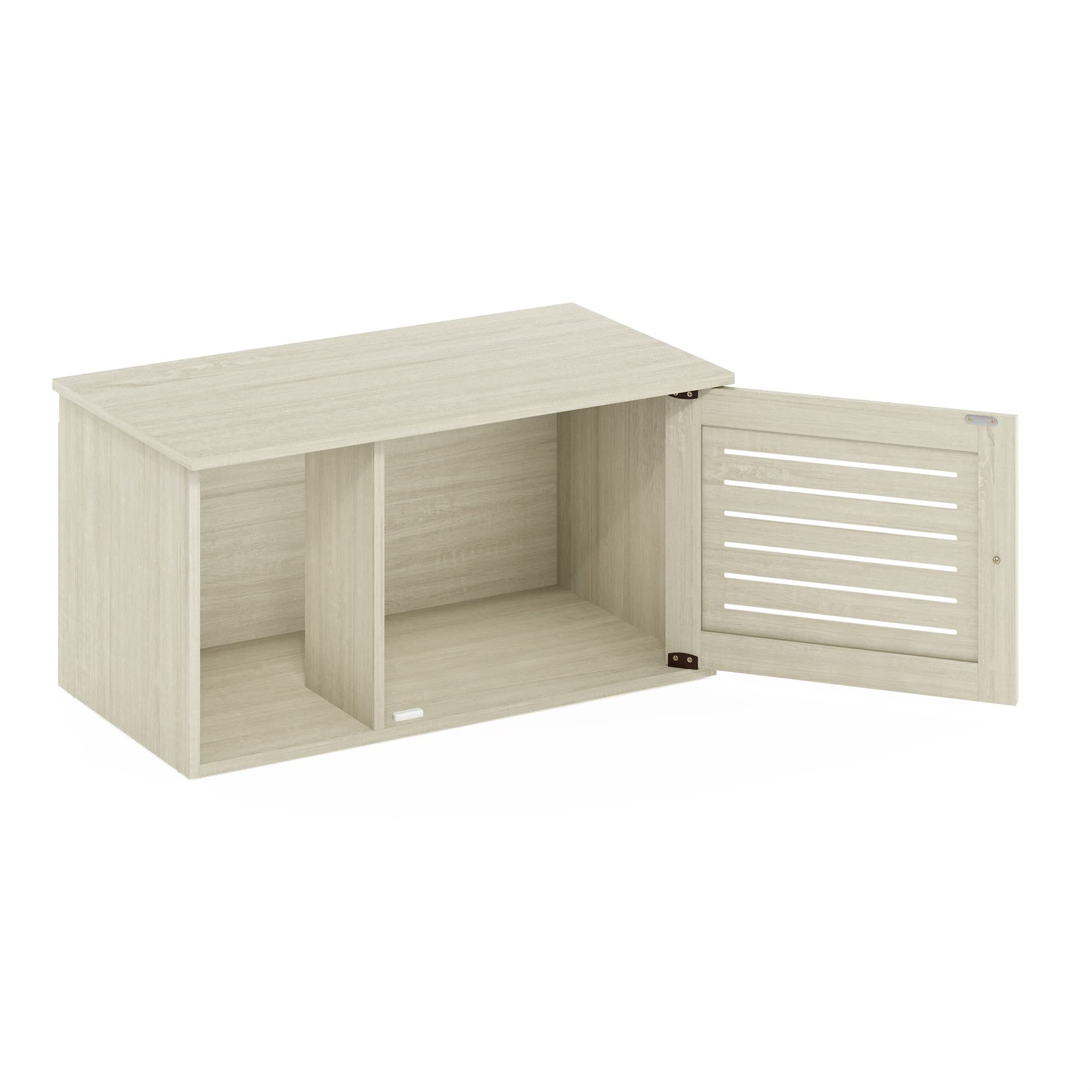 Furinno Peli Farmhouse Hidden Cat Litter Box with Divider, White Wash