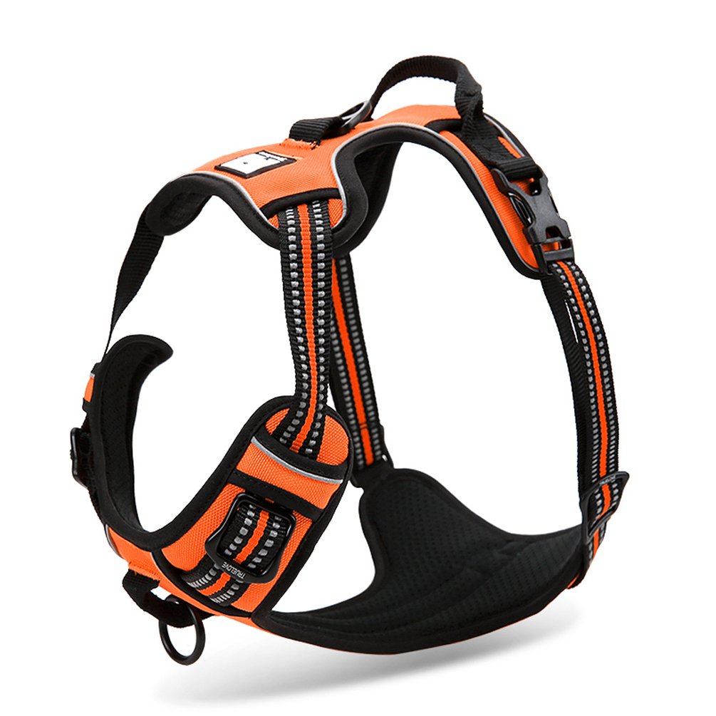 Sgoda Reflective Dog Harness, Dog Vest Harness, No Pull Pet Harness With Handle, Small, Orange