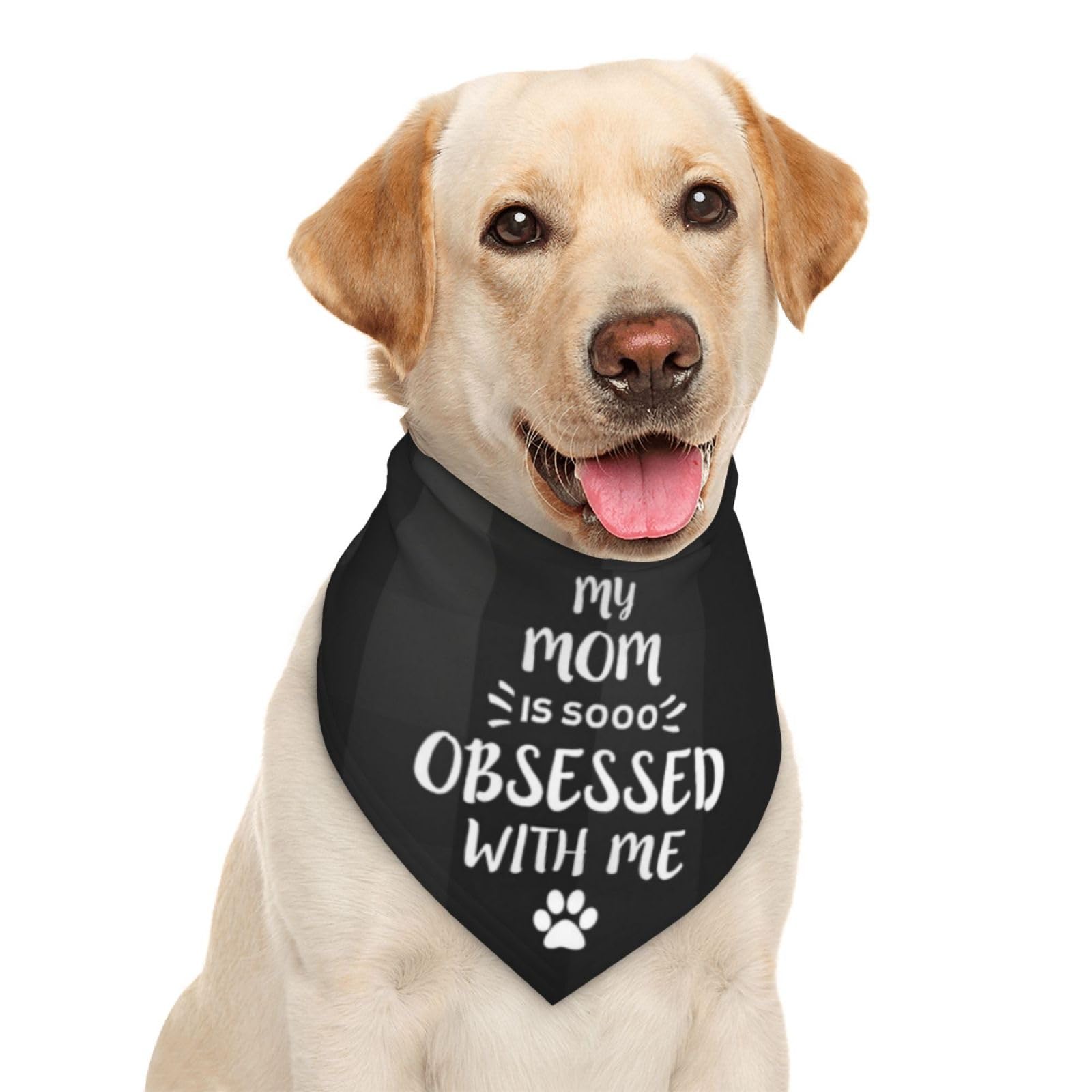 My Mom Is So Obsessed With Me Dog Bandana Scarf Triangle Bibs Pet Accessories Cat Kerchief