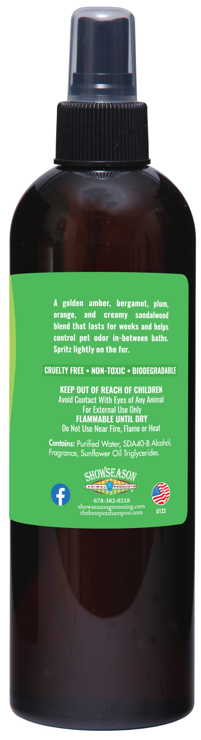 Showseason Bath & Brush Therapies Amber Pet Cologne 12.5 Oz For Dogs | Long-Lasting Odor Eliminator | Paraben-Free | Biodegradab