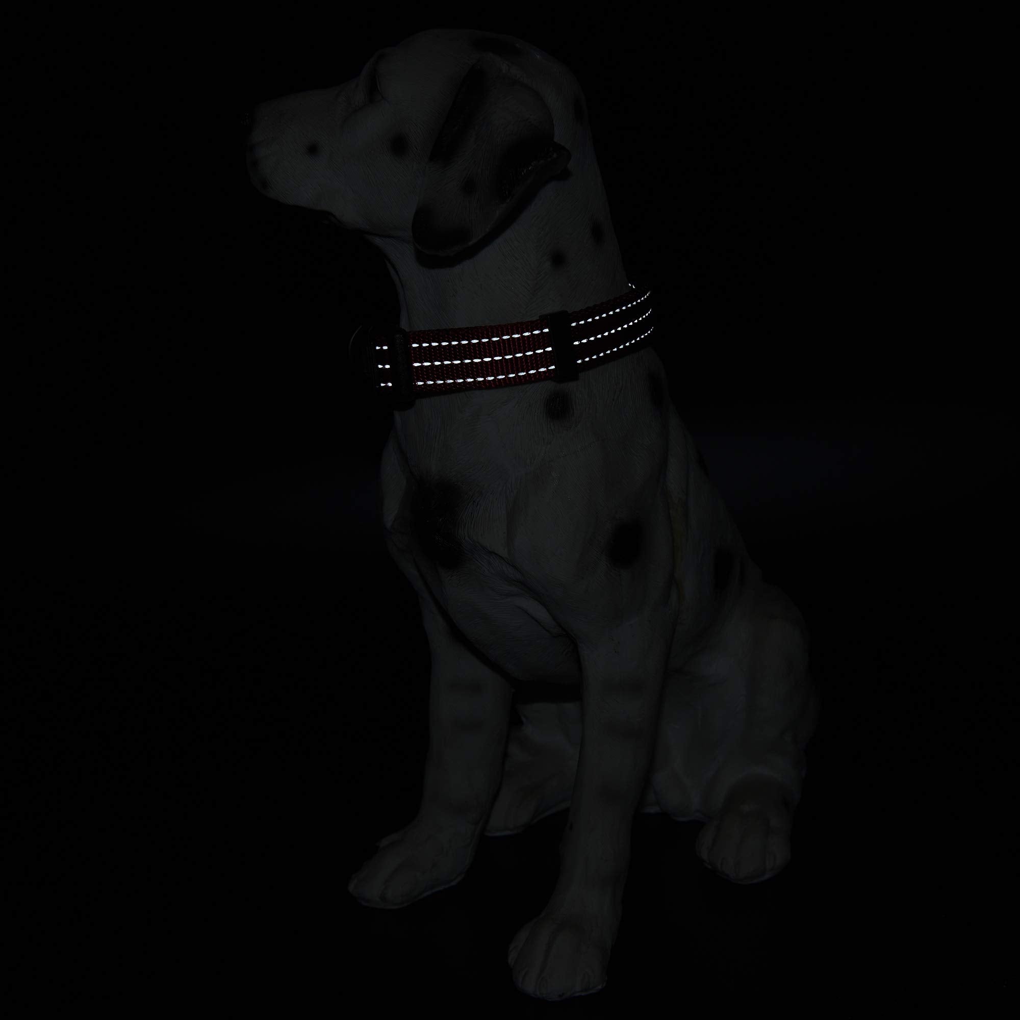 Mile High Life Dog Collar | Nylon Reflective Dog Collars | Light Weight Puppy Collars | Red Dog Collars For Medium Dogs (Solid R