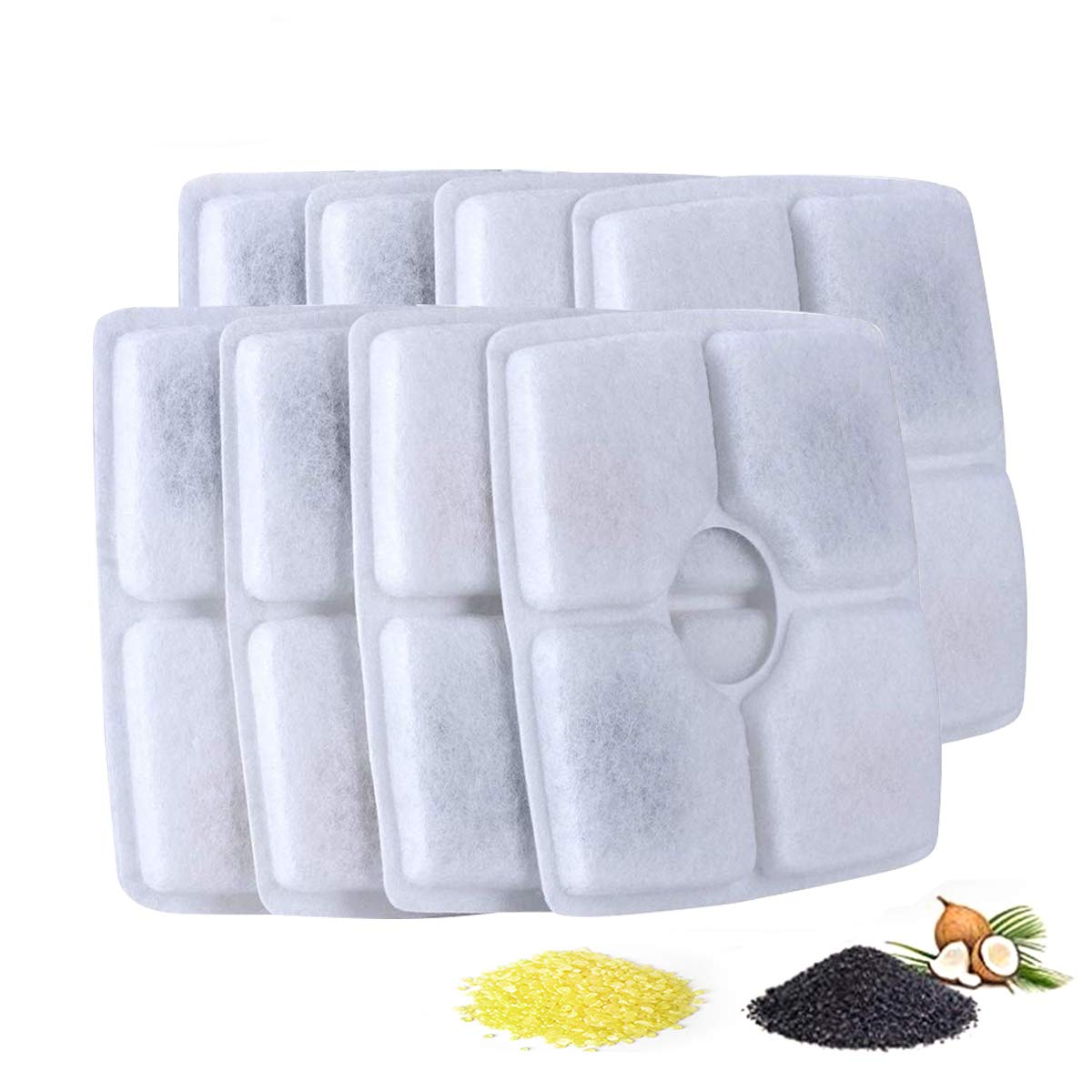 Pandola Cat Water Fountain Filter, Square 8 Packs Pet Water Fountain Filters, Cat Water Fountain Filter Replacement For Cat Water Fountain In 84Oz/2.5L