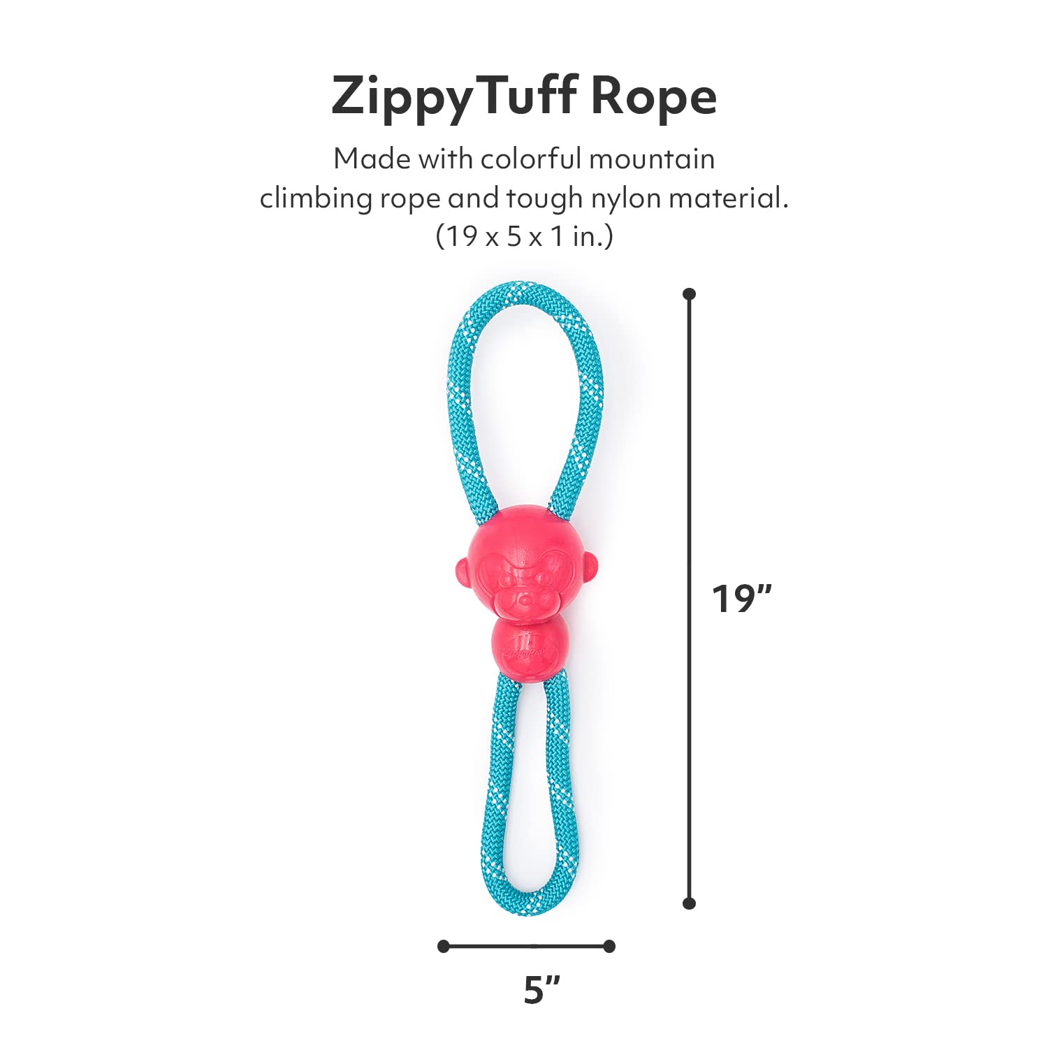 Zippypaws - Ropetugz Pink Aggressive Chewers Dog Toy - Durable Rope, Squeaky Chew Toy, Perfect For Tug Of War, Suitable For Smal