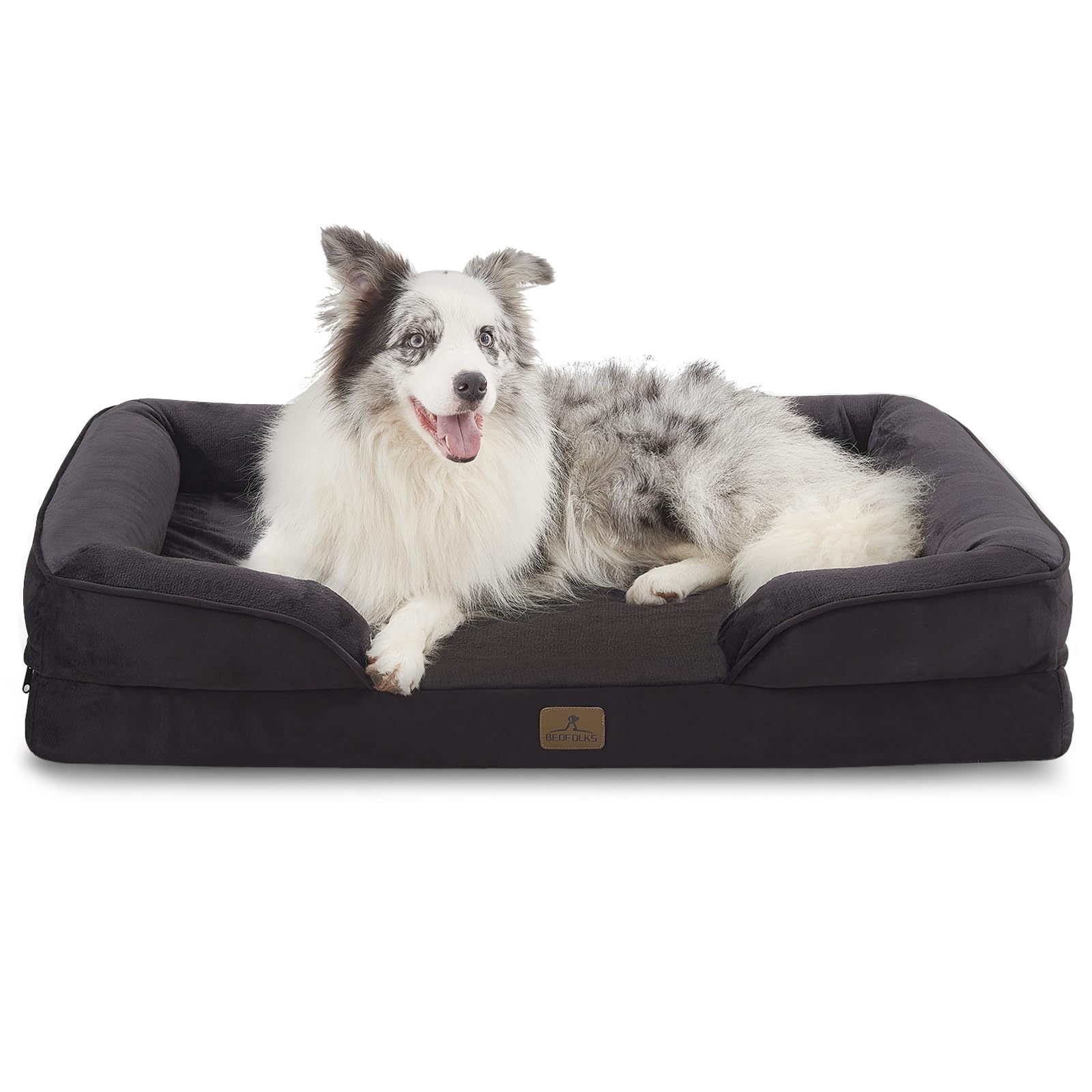 Bedfolks Orthopedic Dog Bed, Big Waterproof Dog Sofa Bed For Large Dogs, Egg Foam Pet Couch Bed With Removable Washable Cover An