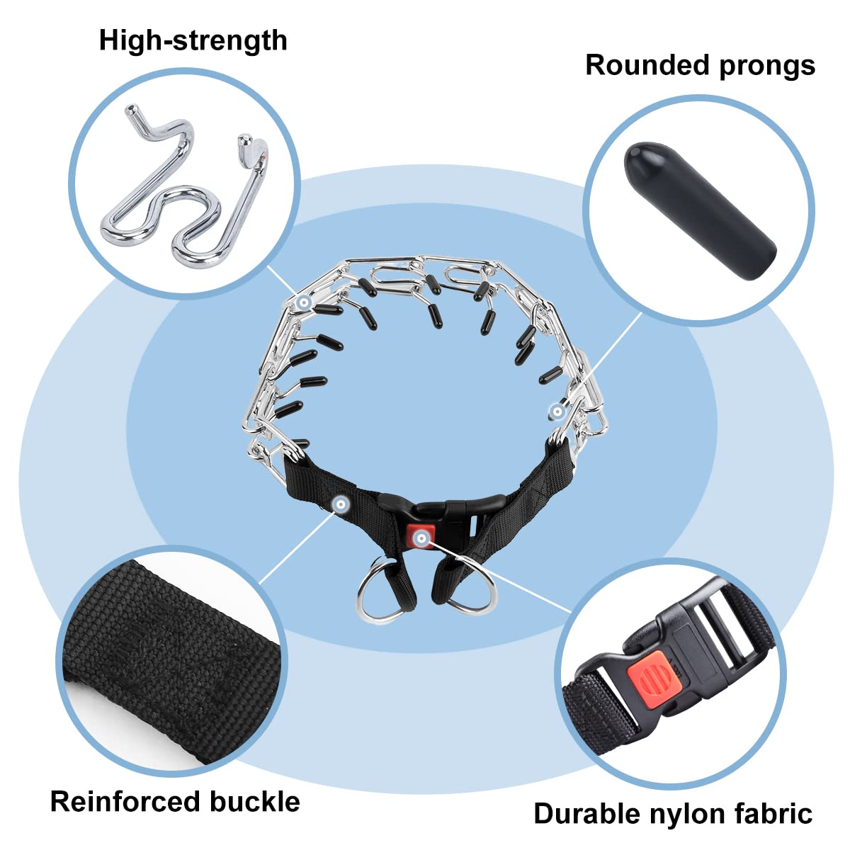 Cbbpet Dog Prong Collar, Adjustable Dog Training Collar With Quick Release Buckle For Small Medium Large Dogs