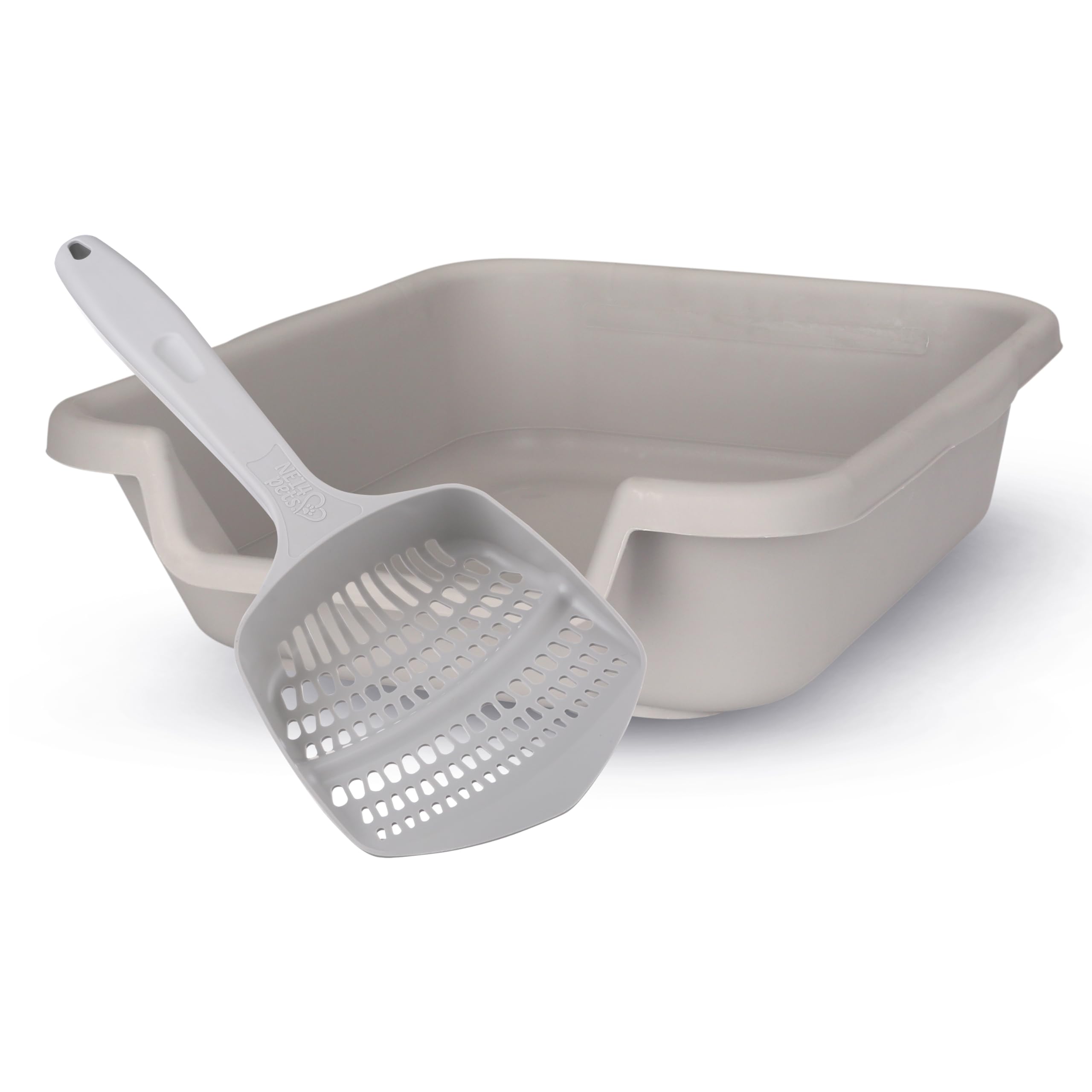 Kittygohere Senior Cat Litter Box 1 Pack, Small Misty Gray Low Entrance Kitty Litter Box, Sized For Cats Comfort, Perfect For Se