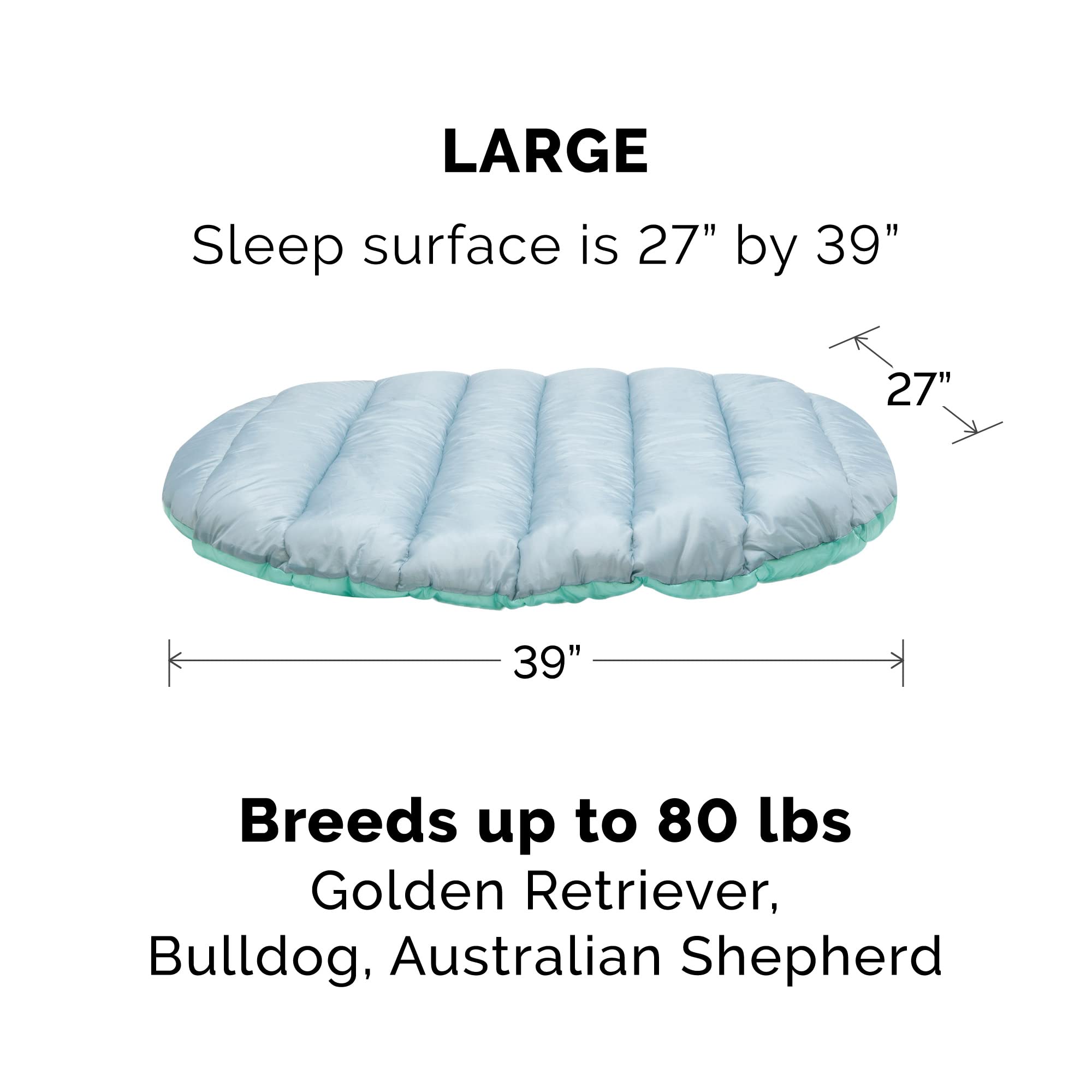 Furhaven Outdoor Travel Dog Bed For Large/Medium Dogs W/ Carry Bag, Washable & Foldable, Great For Crates & Kennels - Trail Pup Travel Pillow Mat W/ Stuff Sack Bag - Aqua/Granite Gray, Large