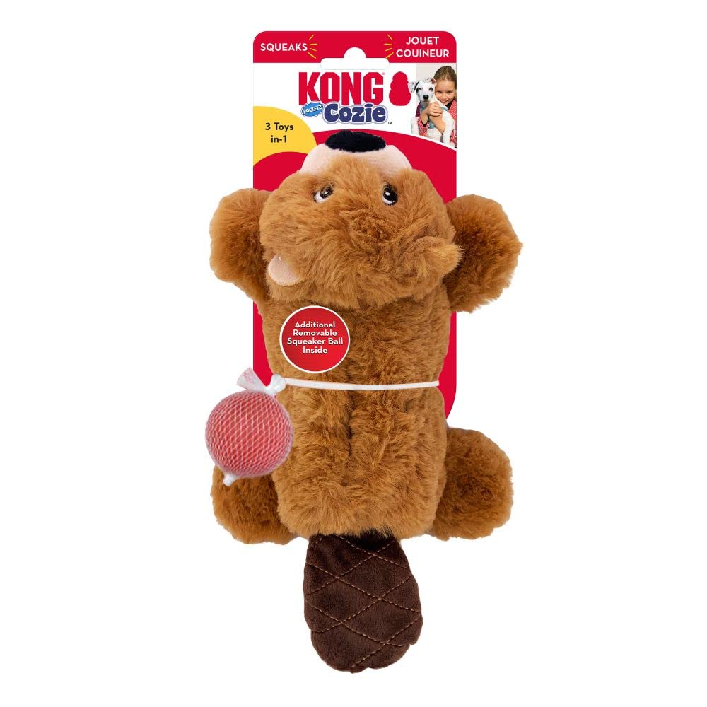 KONG Cozie Pocketz Beaver Puzzle Interactive Dog Toy (Small)