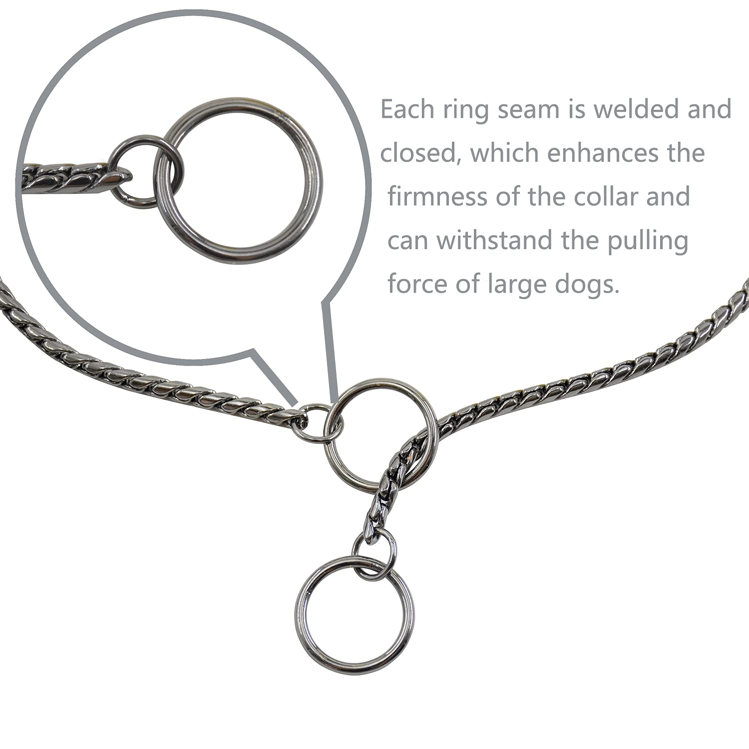 Ximipet Heavy Duty Dog Choke Collar Slip Dog P Chain Snake Collar Plating Anti-Rust Dog Training Collars For Small Large Dogs Black/Gold/Silver/Rose Gold 15.5In-29.5In (21.5In, Black)