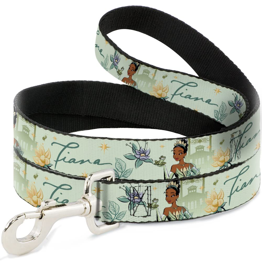 Buckle-Down Dog Leash The Princess And The Frog Tiana Palace Pose With Script Green 6 Feet Long 1.5 Inch Wide