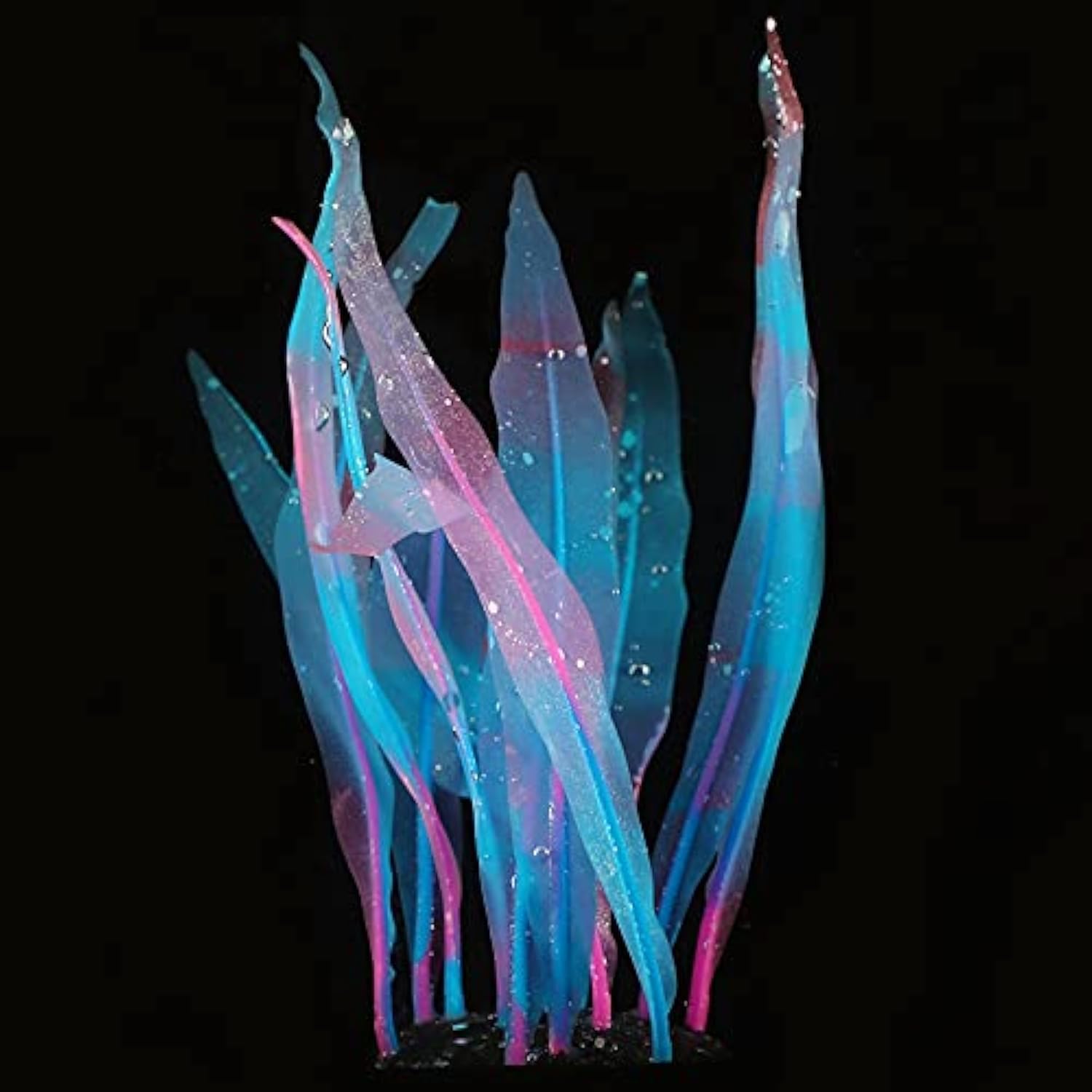 REIRQIE 1Pcs Tall Blue Aquarium Decoration Plants Simulation Artificial Water Grass Plastic Fish Tank Decor Plant Silicone Glowi