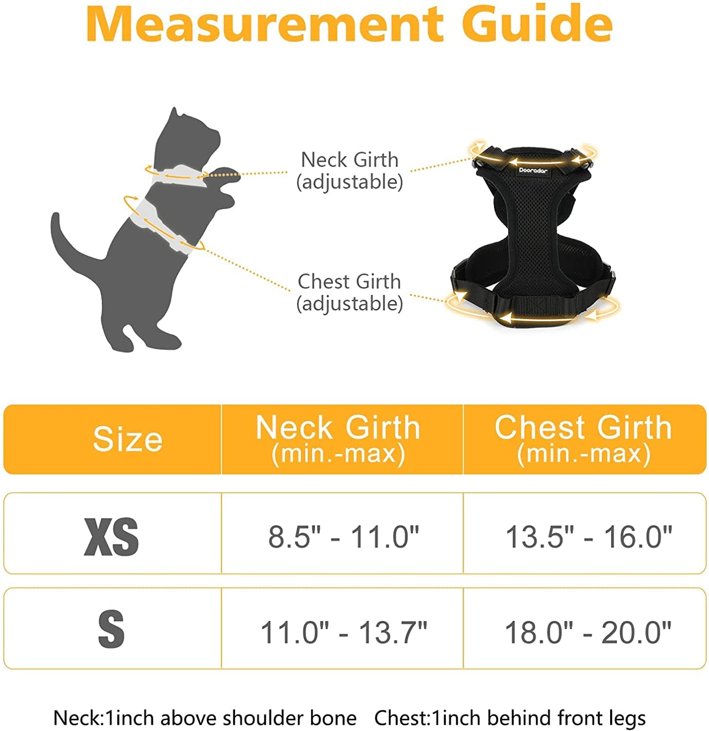 Dooradar Cat Harness And Leash Set, Escape Proof Safe Adjustable Kitten Vest Harnesses For Walking, Easy Control Soft Breathable Mesh Jacket With Reflective Strips For Cats, Black, S