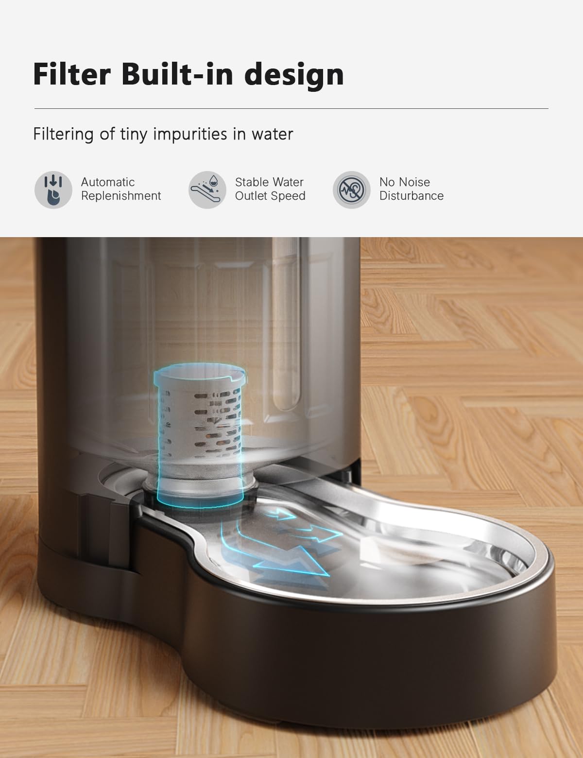 Czpet Automatic 7L Filterdog And Cat Water Dispenser With Stainless Steel Bowl Gravity Waterer,Large Capacity And Drinking Area