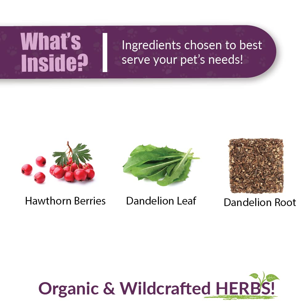 Amber NaturalZ Hawthorn and Dandelion Herbal Supplement for Dogs, Cats, Birds, Guinea Pigs, and Rabbits | Pet Herbal Supplement