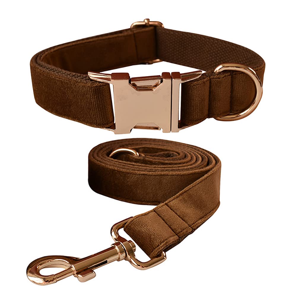 Jiangyanus Dog Collar And Leash Set, Velvet Dog Collar And Leash With Metal Quick Release Buckle Adjustable For Small Medium Lar
