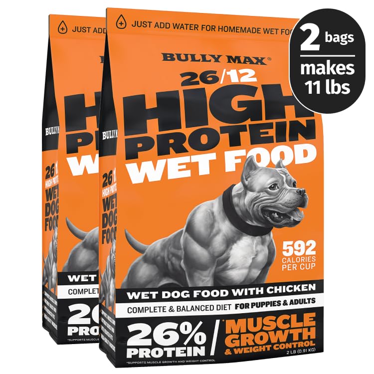 Bully Max Wet Dog Food for Adults and Puppies - Dehydrated High Protein Instant Fresh Soft Dog Food with Chicken - Healthy Muscl