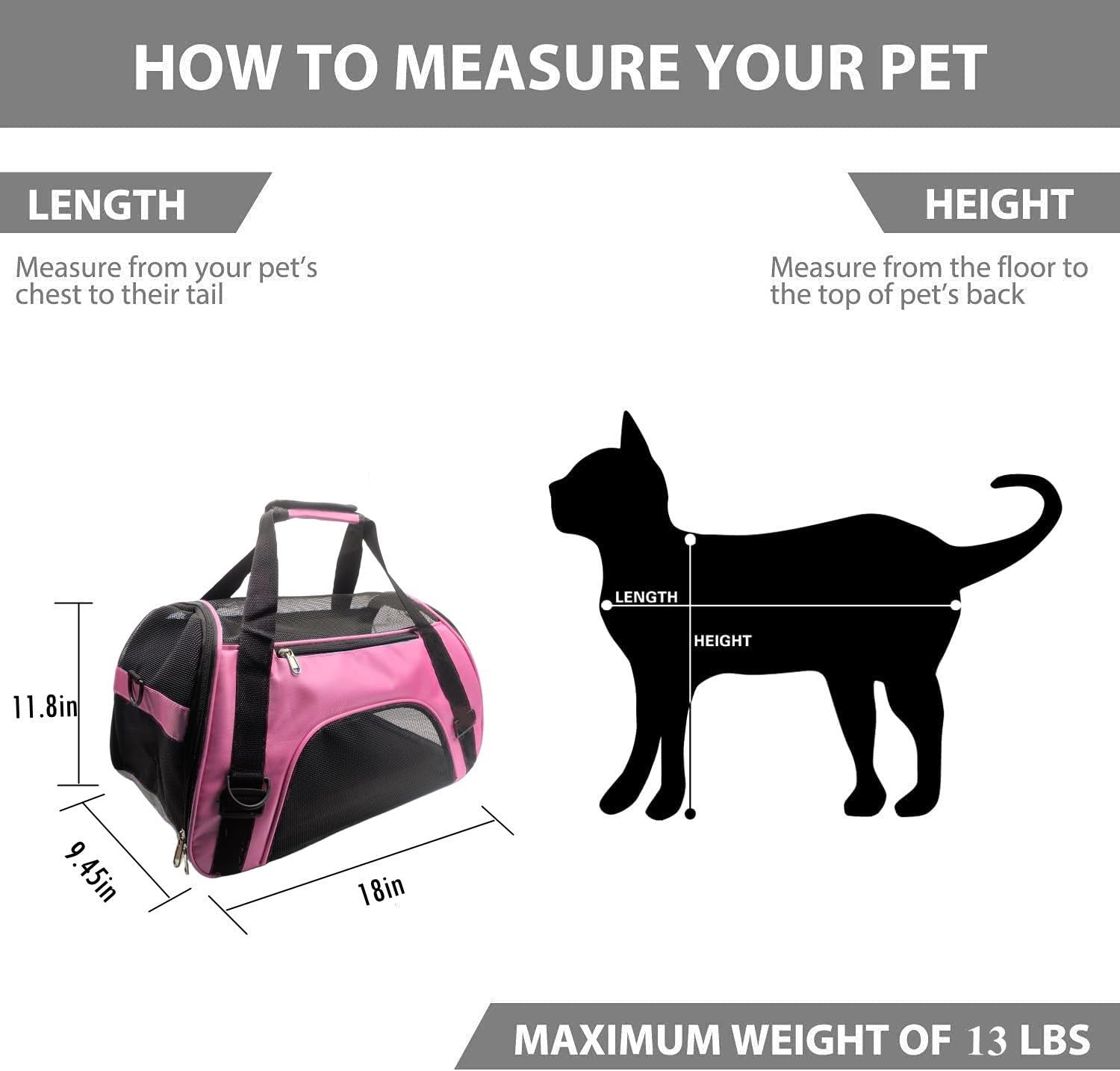 Tecageaon Pet Carrier Airline Approved Cat Carrier Dog Carrier For Medium Small Cats Small Puppy Kitten,Dog Cat Pet Travel Carrier (Medium, Pink)