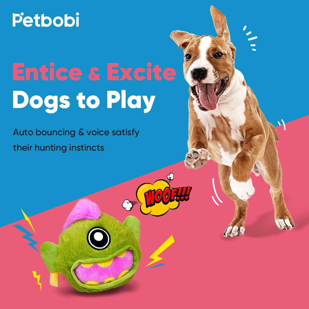 Petbobi Interactive Dog Toys Monster Active Ball for Dogs with Batteries, Self Moving Balls and Plush Cover for Small & Medium D