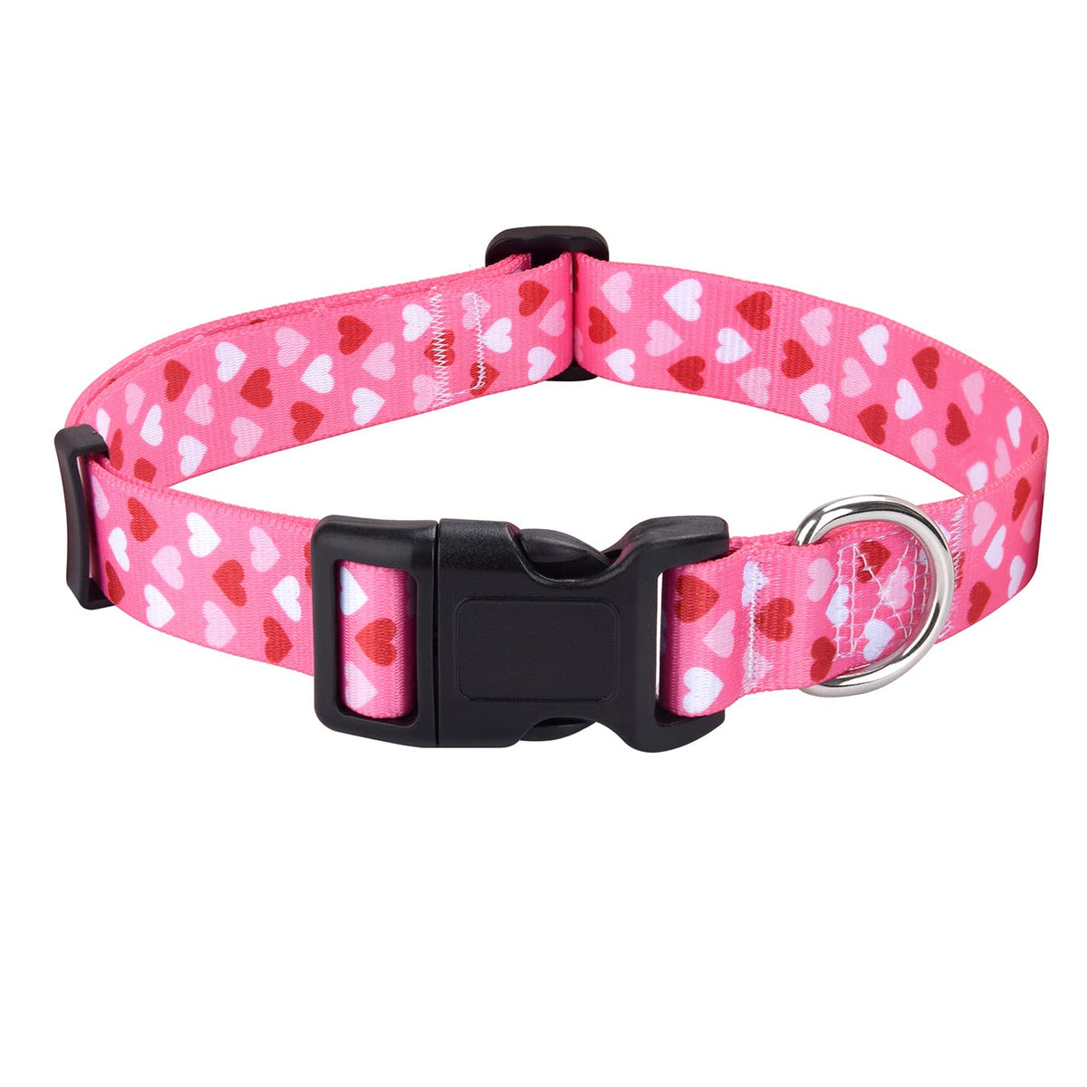 Mihqy Dog Collar - Adjustable Heart Dog Collar - Love Theme - Perfect For Small Medium Large Dogs(Pink Heart,L)