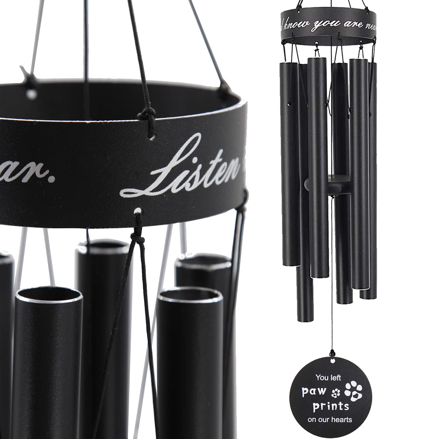 Pet Memorial Wind Chimes, 30 Inches Paw Print Pet Remembrance Gift to Honor and Remember a Dog, Cat, or Other Pet, Premium Metal