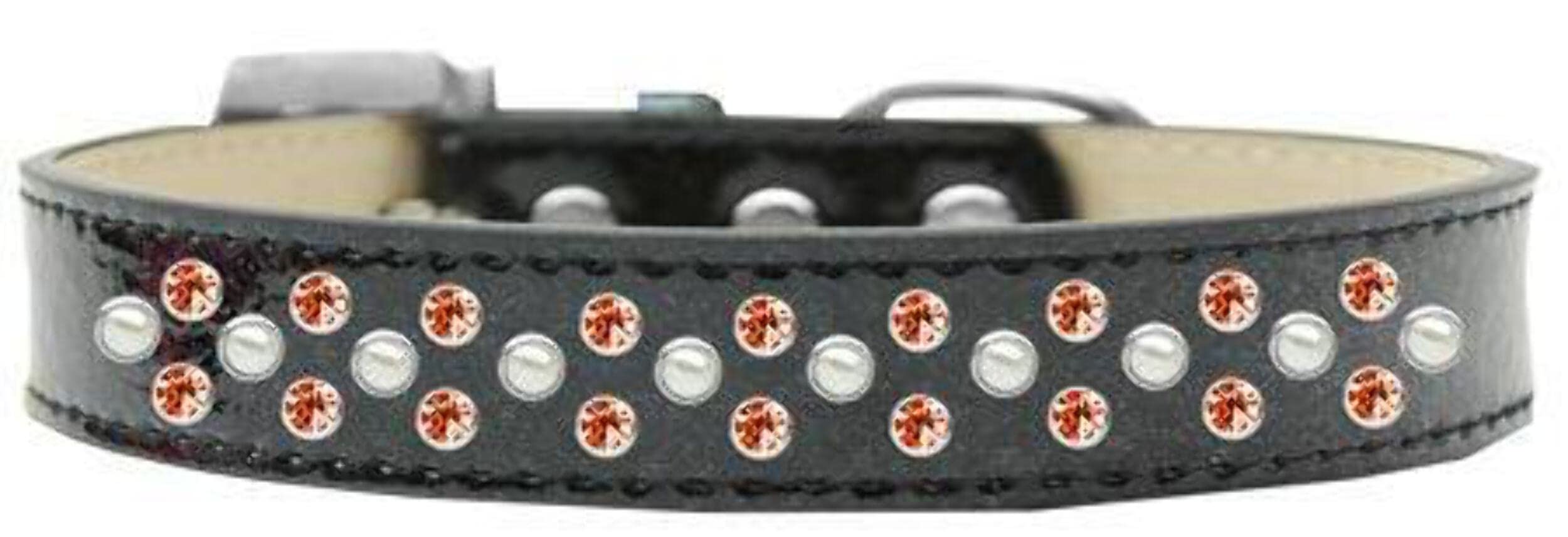Mirage Pet Products Sprinkles Ice Cream Dog Collar with Pearl and Orange Crystals, Size 12, Orange