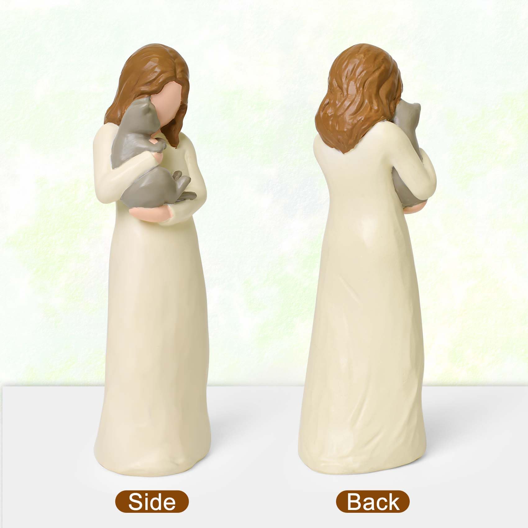 Cuayaes Cat Memorial Gifts, Grey Cat Figurines Loss Of Cat Sympathy Gift For Cat Mom, Friendship Guardian Angel Statue Cat Remem