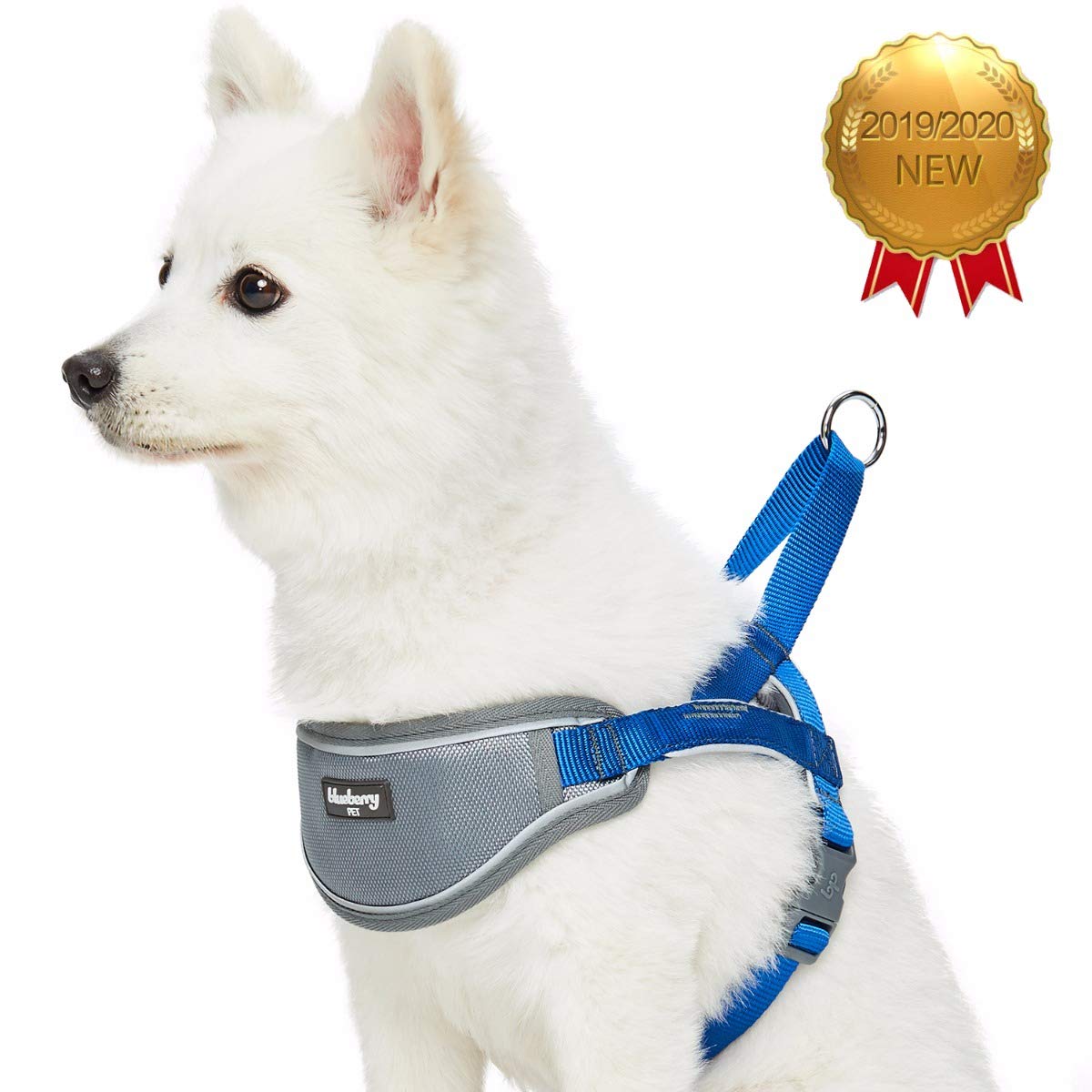 Blueberry Pet 8 Colors Soft & Comfy 3M Reflective Strips Padded Dog Harness Vest, Chest Girth 16.5' - 21', Navy, Small, Nylon Adjustable Training Harnesses For Dogs