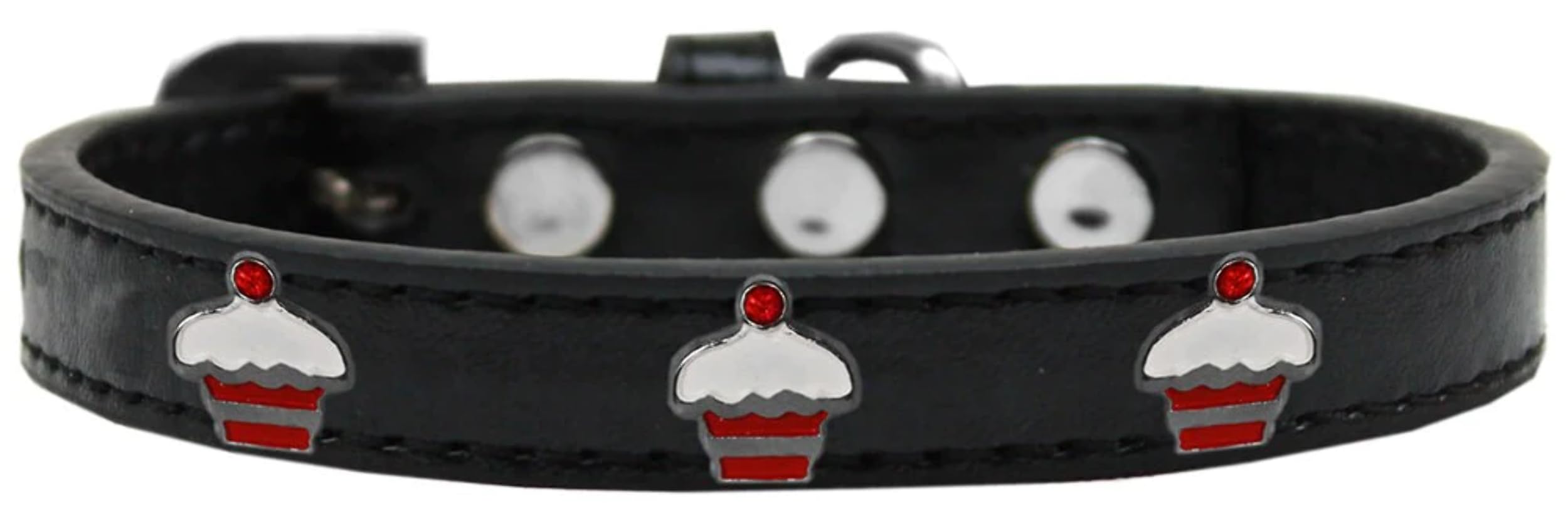 Dog, Puppy & Pet Widget Fashion Collar, Red Cupcake Aqua 10