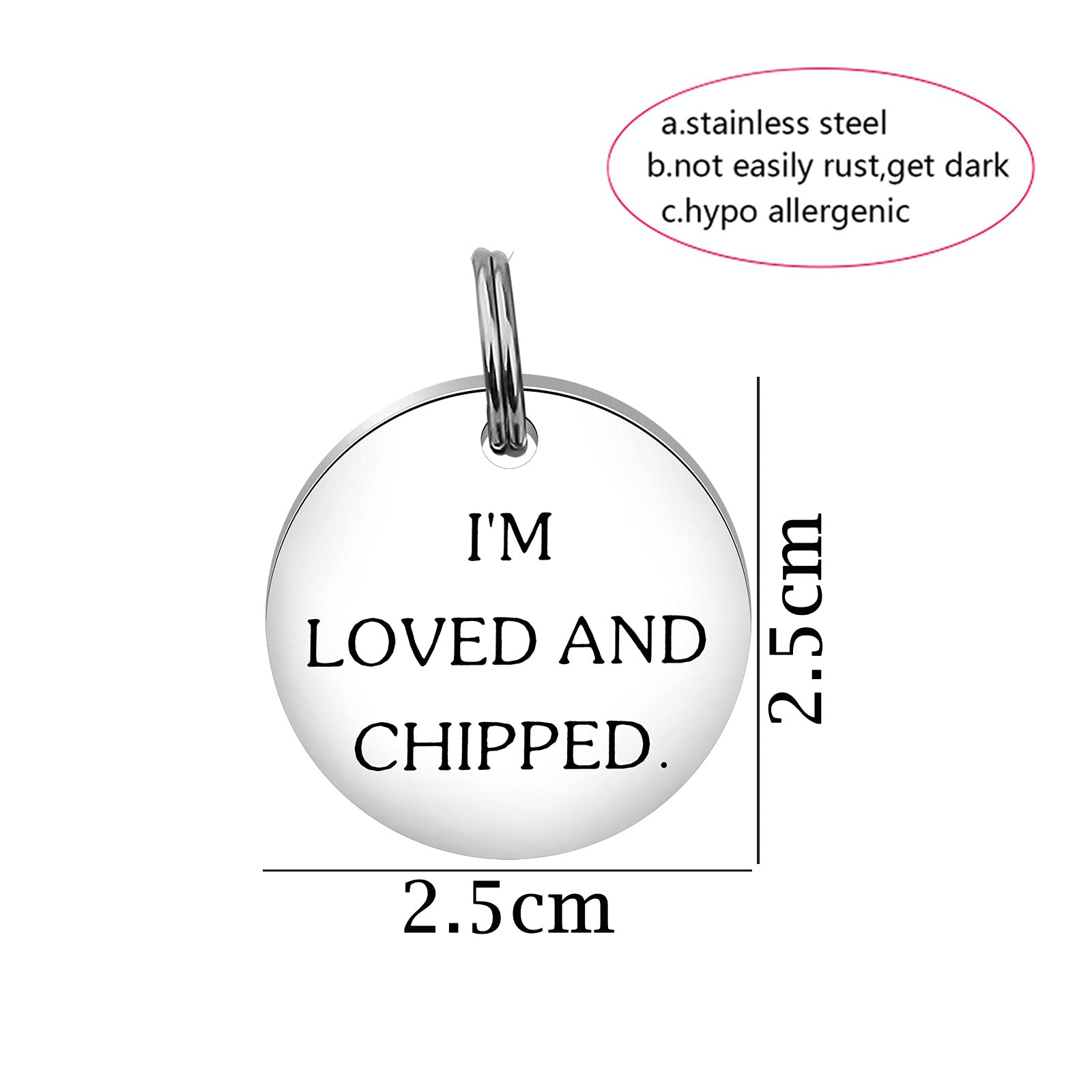 Tgbje Chipped Add On Tag For Dog I? Loved And Chipped Small Tag For Pets Tag Chip Tag For Pets Dog Collar Gift Chip Id Tag For Pets (Chipped Tag)