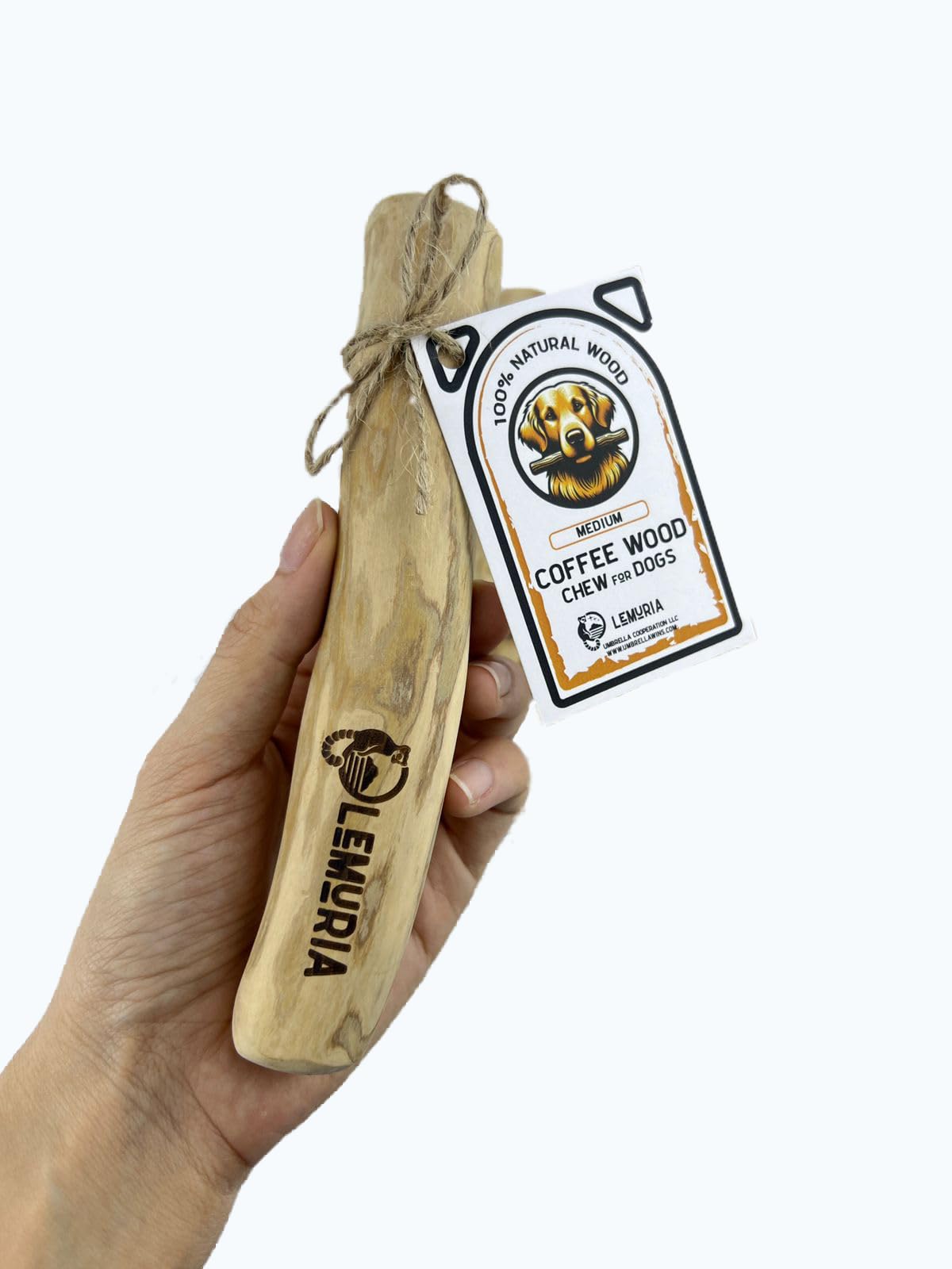 lemuria Coffee Wood Dog Chew Stick Toy - Natural Wooden Bone for Medium Dogs, Safe Dental Chews, Stress Relief, Model: CoffeeWoodDogChew-MediumDogs