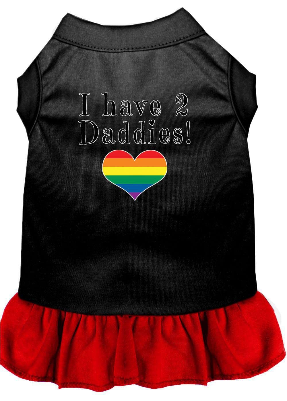 Pet Dog & Cat Dress Screen Printed, "I Have 2 Daddies" Bright Pink 3XL (25-35 lbs.)