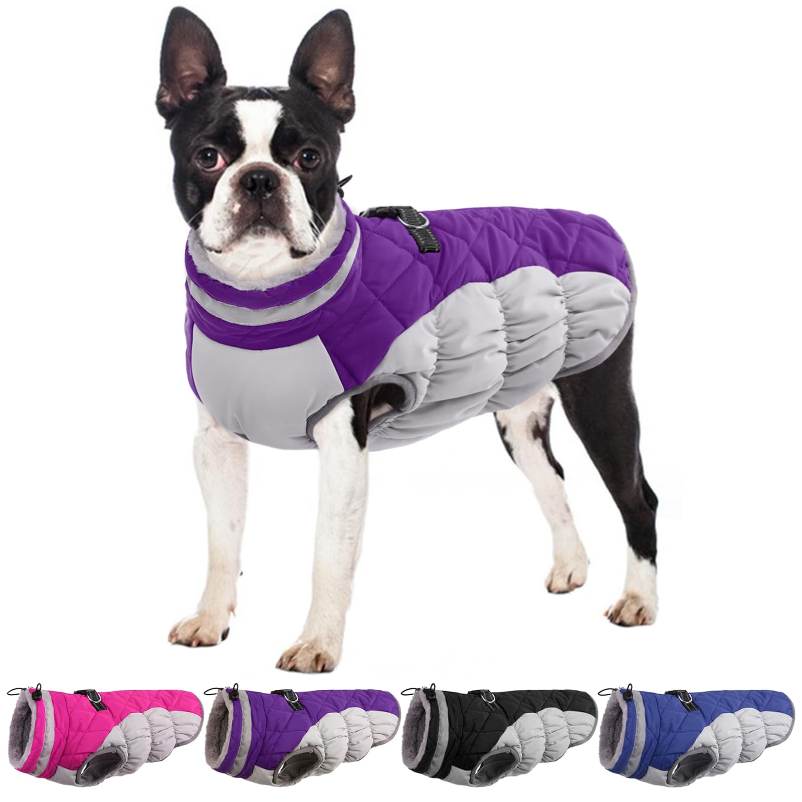 Ouobob Dog Winter Jacket Cozy Reflective Waterproof Windproof Warm Pet Garment,Comfortable Cold Weather Fleece Apparel Outfits W