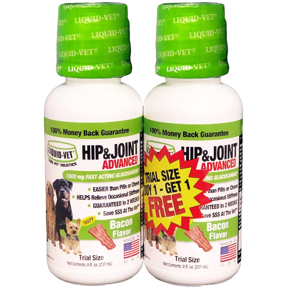 Liquid-Vet By Cool Pet Holistics K9 Hip & Joint Advanced Formula, Bacon Flavor, 8 Oz Bogo Trial Pack