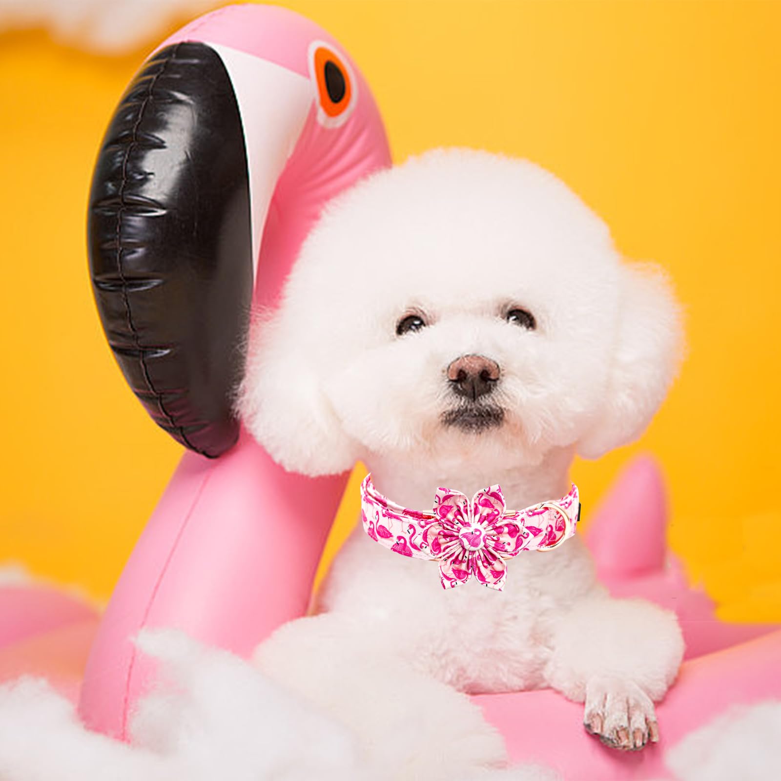 Elegant Little Tail Dog Collar- Cute Pink Dog Collar With Flower For Large Dogs, Female Adjustable Cotton Summer Pet Flower Pupp